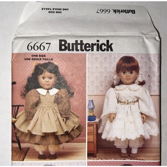 Butterick Two Vintage 18" Doll Sewing Patterns #5110 & Pattern #6667 both Uncut - Picture 7 of 12